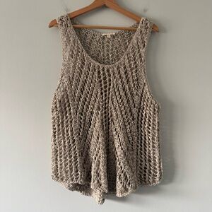 Eileen Fisher Open Knit Coastal Minimalist Linen Blend Sleeveless Top Size XL